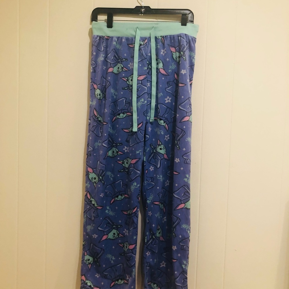 Star Wars Grogu Print Velvet Comfy Pajama Pant Women Size Small